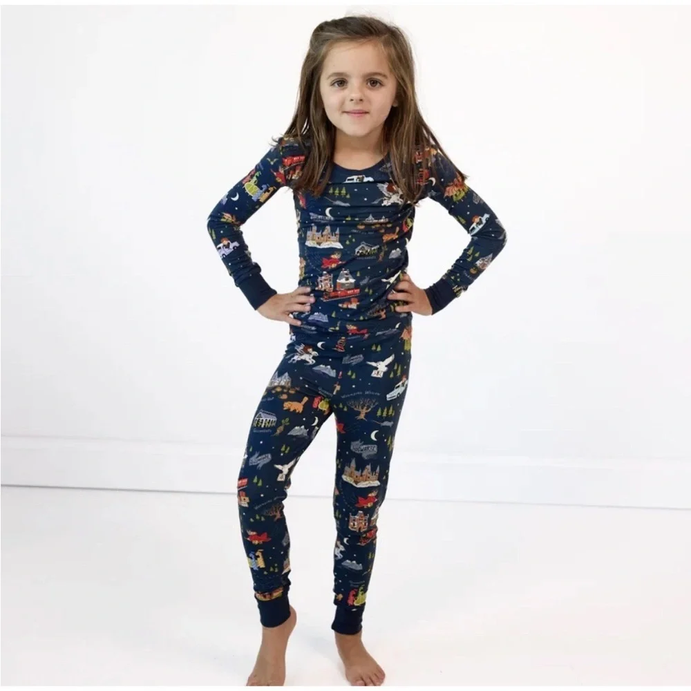 Little Sleepies Navy Pajama Set with Whimsical Print - Picture 4 of 5